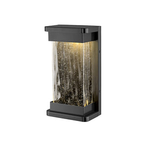 LED Wall Lamps Ederle Outdoor Wall Lamp - Powder Coat Black - Clear Water Seeded Glass - 11W Integrated LED Module - 850lm - 12in. H - 3000K Warm White