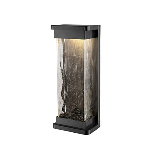 LED Wall Lamps Ederle Outdoor Wall Lamp - Powder Coat Black - Clear Water Seeded Glass - 11W Integrated LED Module - 850lm - 16in. H - 3000K Warm White
