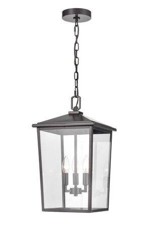 Pendant Fixtures Fetterton Outdoor Hanging Lantern - Powder Coated Bronze - Clear Glass - 11in. Diameter - E12 Candelabra Base