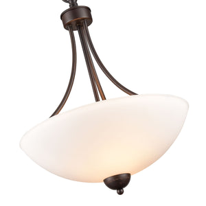 Pendant Fixtures Ivey Lake Pendant - Rubbed Bronze - Etched White Glass - 15in. Diameter - E26 Medium Base