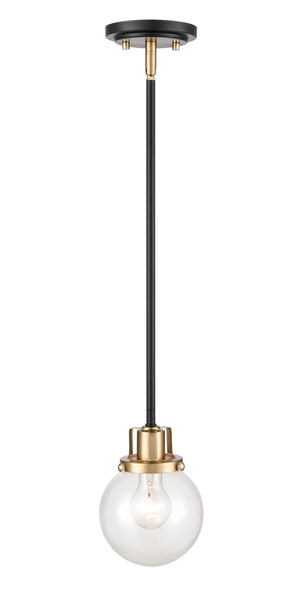Pendant Fixtures Mellrosa Pendant - Matte Black / Modern Gold - Clear Glass Glass - 8in. Diameter - E26 Medium Base