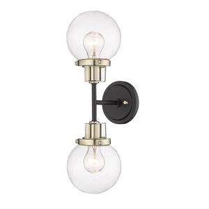 Wall Sconces Mellrosa Wall Sconce - Matte Black / Modern Gold - Clear Glass - 7.75in. Extension - E26 Medium Base
