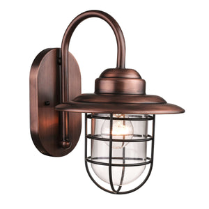 Wall Sconces R Series Wall Sconce - Natural Copper - Wire Guard and Clear Glass - 11in. Extension - E26 Medium Base