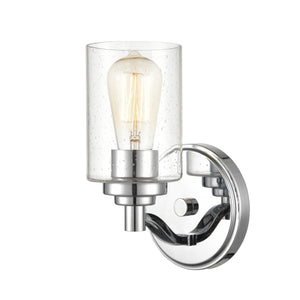 Wall Sconces Single Lamp Wall Sconce - Chrome - Clear Seeded Glass - 6.125in. Extension - E26 Medium Base