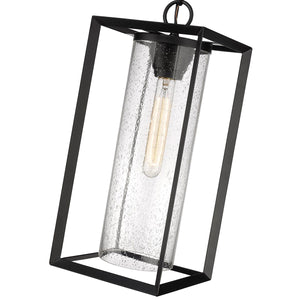 Pendant Fixtures Wheatland Outdoor Hanging Lantern - Powder Coat Black - Clear Seeded Glass - 7.5in. Diameter - E26 Medium Base