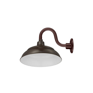 Integrated LED RLM 14in. Integrated LED Warehouse Shade With Gooseneck - Architectural Bronze - 11W - 3000K 10'' Long Architectural Bronze Gooseneck Arm