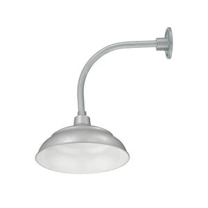 Integrated LED RLM 14in. Integrated LED Warehouse Shade With Gooseneck - Painted Galvanized - 11W - 3000K 13'' Long Galvanized Vertical Gooseneck Arm