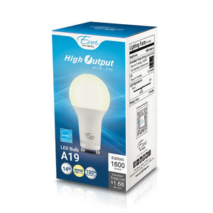 LED Light Bulbs 14W A19 Dimmable LED Bulb - 210 Degree Beam - GU24 Base - 1600lm - 4000K Natural White