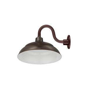 Integrated LED RLM 17in. Integrated LED Warehouse Shade With Gooseneck - Architectural Bronze - 11W - 3000K 10'' Long Architectural Bronze Gooseneck Arm