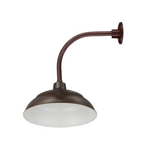 Integrated LED RLM 17in. Integrated LED Warehouse Shade With Gooseneck - Architectural Bronze - 11W - 3000K 13'' Long Architectural Bronze Vertical Gooseneck Arm