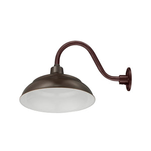 Integrated LED RLM 17in. Integrated LED Warehouse Shade With Gooseneck - Architectural Bronze - 11W - 3000K 14 1/2'' Long Architectural Bronze Gooseneck Arm