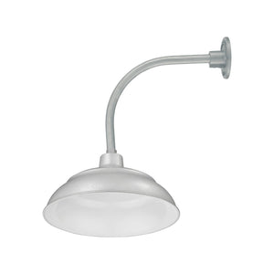 Integrated LED RLM 17in. Integrated LED Warehouse Shade With Gooseneck - Painted Galvanized - 11W - 3000K 13'' Long Galvanized Vertical Gooseneck Arm