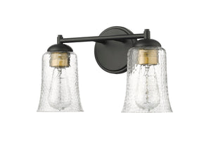 Vanity Fixtures 2 Lamps Abilene Vanity Light - Matte Black - Clear Chiseled Glass - 15in. Wide
