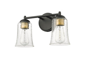 Vanity Fixtures 2 Lamps Abilene Vanity Light - Matte Black - Clear Chiseled Glass - 15in. Wide