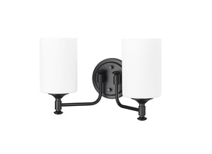 Vanity Fixtures 2 Lamps Ailey Vanity Light - Matte Black - Etched Opal White Glass - 14.625in. Wide