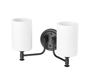 Vanity Fixtures 2 Lamps Ailey Vanity Light - Matte Black - Etched Opal White Glass - 14.625in. Wide