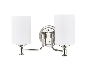 Vanity Fixtures 2 Lamps Ailey Vanity Light - Polished Nickel - Etched Opal White Glass - 14.625in. Wide