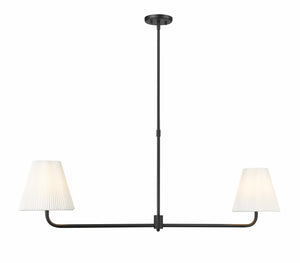 Chandeliers 2 Lamps Ami Island Chandelier - Matte Black - White Fabric Glass - 48in Diameter - E12 Candelabra Base