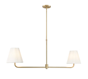 Chandeliers 2 Lamps Ami Island Chandelier - Vintage Brass - White Fabric Glass - 48in Diameter - E12 Candelabra Base