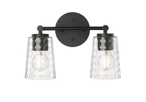 Vanity Fixtures 2 Lamps Ashli Vanity Light - Matte Black - Clear Honeycomb Glass - 13.5in. Wide