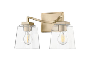 Vanity Fixtures 2 Lamps Avenna Vanity Light - Modern Gold - Clear Glass - 14.5in. Wide