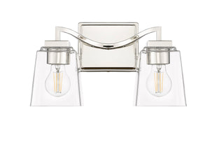 Vanity Fixtures 2 Lamps Avenna Vanity Light - Polished Nickel - Clear Glass - 14.5in. Wide