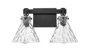 Vanity Fixtures 2 Lamps Barlon Vanity Light - Matte Black - Clear Water Glass - 16.25in. Wide