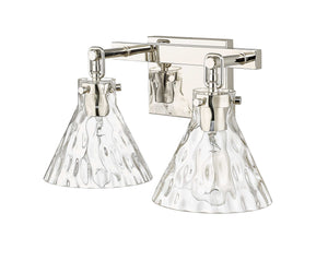 Vanity Fixtures 2 Lamps Barlon Vanity Light - Polished Nickel - Clear Water Glass - 16.25in. Wide