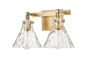 Vanity Fixtures 2 Lamps Barlon Vanity Light - Vintage Brass - Clear Water Glass - 16.25in. Wide