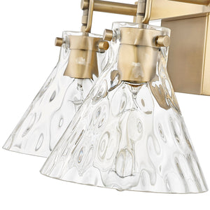 Vanity Fixtures 2 Lamps Barlon Vanity Light - Vintage Brass - Clear Water Glass - 16.25in. Wide