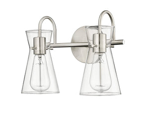 Vanity Fixtures 2 Lamps Camellia Vanity Light - Brushed Nickel - Clear Glass - 13.4in. Wide