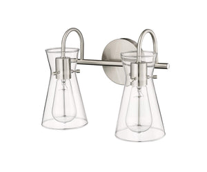 Vanity Fixtures 2 Lamps Camellia Vanity Light - Brushed Nickel - Clear Glass - 13.4in. Wide