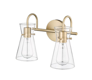 Vanity Fixtures 2 Lamps Camellia Vanity Light - Modern Gold - Clear Glass - 13.4in. Wide