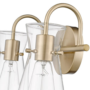 Vanity Fixtures 2 Lamps Camellia Vanity Light - Modern Gold - Clear Glass - 13.4in. Wide