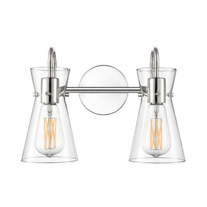 Vanity Fixtures 2 Lamps Camellia Vanity Light - Polished Nickel - Clear Glass - 13.5in. Wide