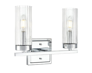 Vanity Fixtures 2 Lamps Iversen Vanity Light - Polished Chrome - Clear Reeded Glass - 12.5in. Wide