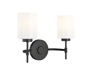 Vanity Fixtures 2 Lamps Keylee Vanity Light - Matte Black - Glossy Opal White Glass - 15.5in. Wide