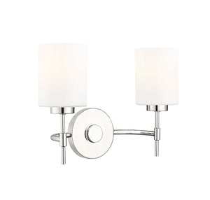 Vanity Fixtures 2 Lamps Keylee Vanity Light - Polished Nickel - Glossy Opal White Glass - 15.5in. Wide