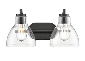 Vanity Fixtures 2 Lamps Knightsdale Vanity Light - Matte Black - Clear Glass - 17.5in. Wide