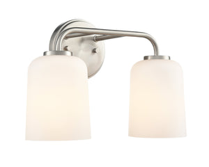Vanity Fixtures 2 Lamps Laphia Vanity Light - Brushed Nickel - Etched Opal Glass - 14in. Wide
