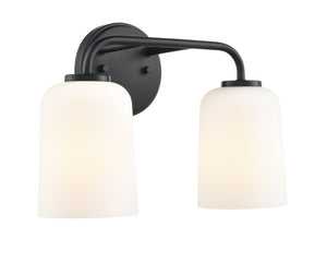 Vanity Fixtures 2 Lamps Laphia Vanity Light - Matte Black - Etched Opal Glass - 14in. Wide
