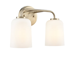 Vanity Fixtures 2 Lamps Laphia Vanity Light - Modern Gold - Etched Opal Glass - 14in. Wide