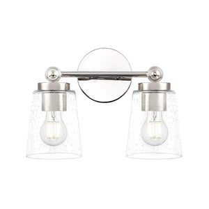 Vanity Fixtures 2 Lamps Lauryn Vanity Light - Polished Nickel - Clear Seeded Glass - 13.5in. Wide