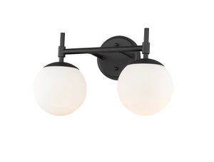 Vanity Fixtures 2 Lamps Redondo Vanity Light - Matte Black - Opal Glass - 15.5in. Wide