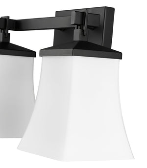 Vanity Fixtures 2 Lamps Sonorra Vanity Light - Matte Black - Opal White Glass - 15in. Wide