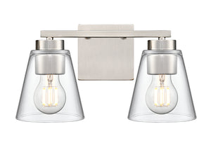 Vanity Fixtures 2 Lamps Strayhan Vanity Light - Brushed Nickel - Clear Glass - 13in. Wide