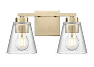 Vanity Fixtures 2 Lamps Strayhan Vanity Light - Modern Gold - Clear Glass - 13in. Wide