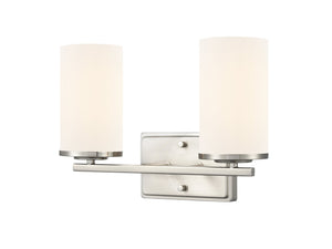 Vanity Fixtures 2 Lamps Verlana Vanity Light - Brushed Nickel - Etched White Glass - 14in. Wide