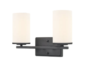 Vanity Fixtures 2 Lamps Verlana Vanity Light - Matte Black - Etched White Glass - 14in. Wide
