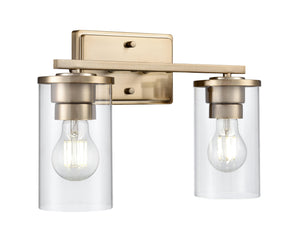 Vanity Fixtures 2 Lamps Verlana Vanity Light - Modern Gold - Clear Glass - 14in. Wide